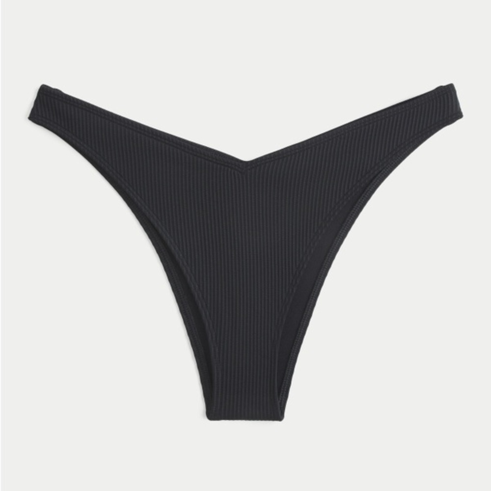 Sz M Ribbed Hollister Cheeky Bikini Bottom black